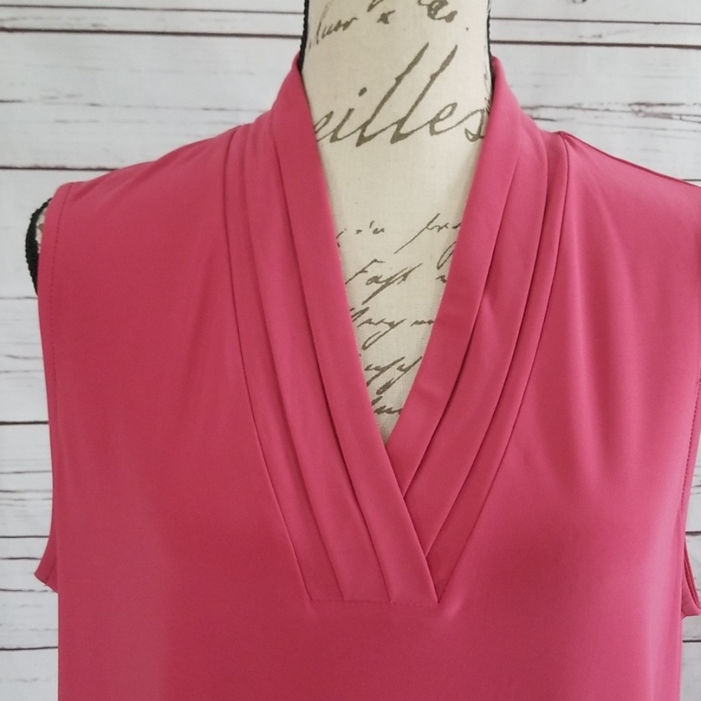 NWT Anne Klein Pink Pleated Surplice Top - Picture 5 of 8